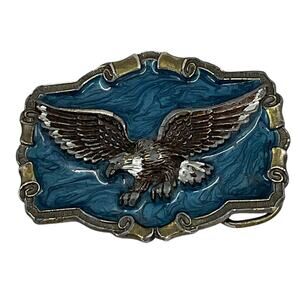 Soaring‎ Bald Eagle Belt Buckle Mens Blue Patriotic Great American Buckle Co